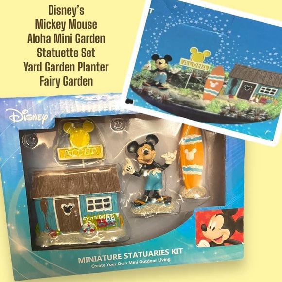 Disney Mickey Mouse Aloha Beach House Surfboard Miniature Statuaries Kit - Picture 1 of 1